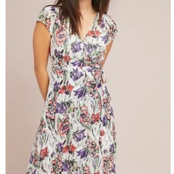 Anthropologie Maeve Floral Wrap Dress Sz 0 - Picture 2 of 13
